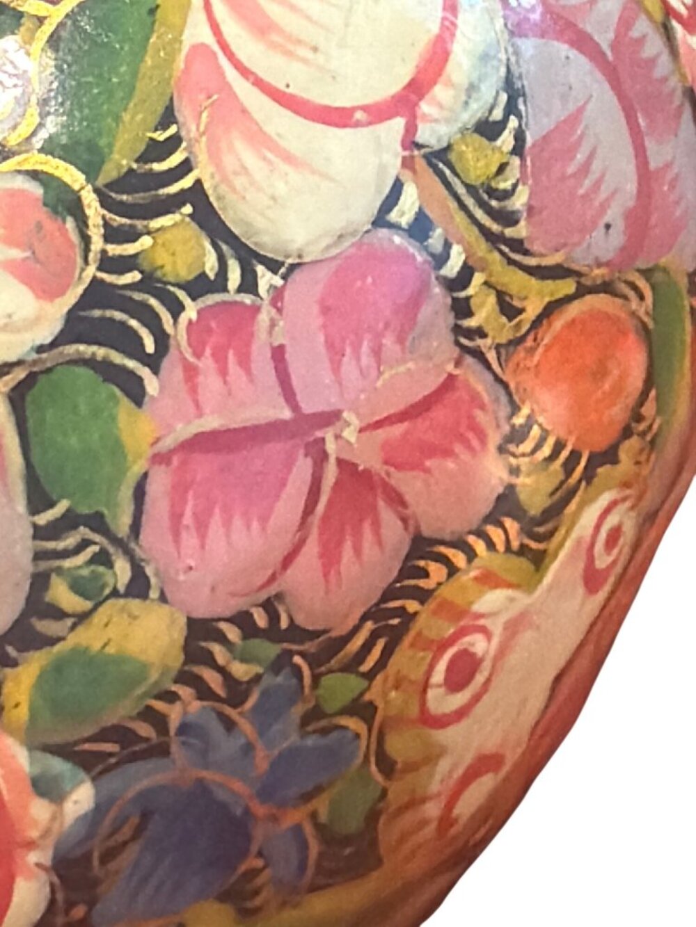 Vintage Eastern European Hand Painted Egg Flowers Glossy Finish Vivid Estate 3" - Picture 3 of 4
